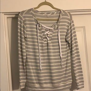 Striped tie up long sleeve